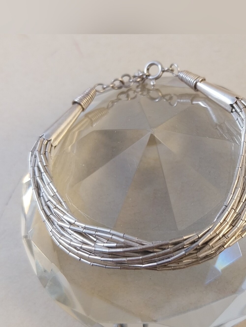 Vintage Sterling Silver Multi-Strand Tube Bead Bracelet - Women's Jewelry - Picture 5 of 12